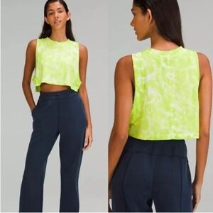 Lululemon All Yours Cropped Cotton Tank Tie Dye Eccentric Lime